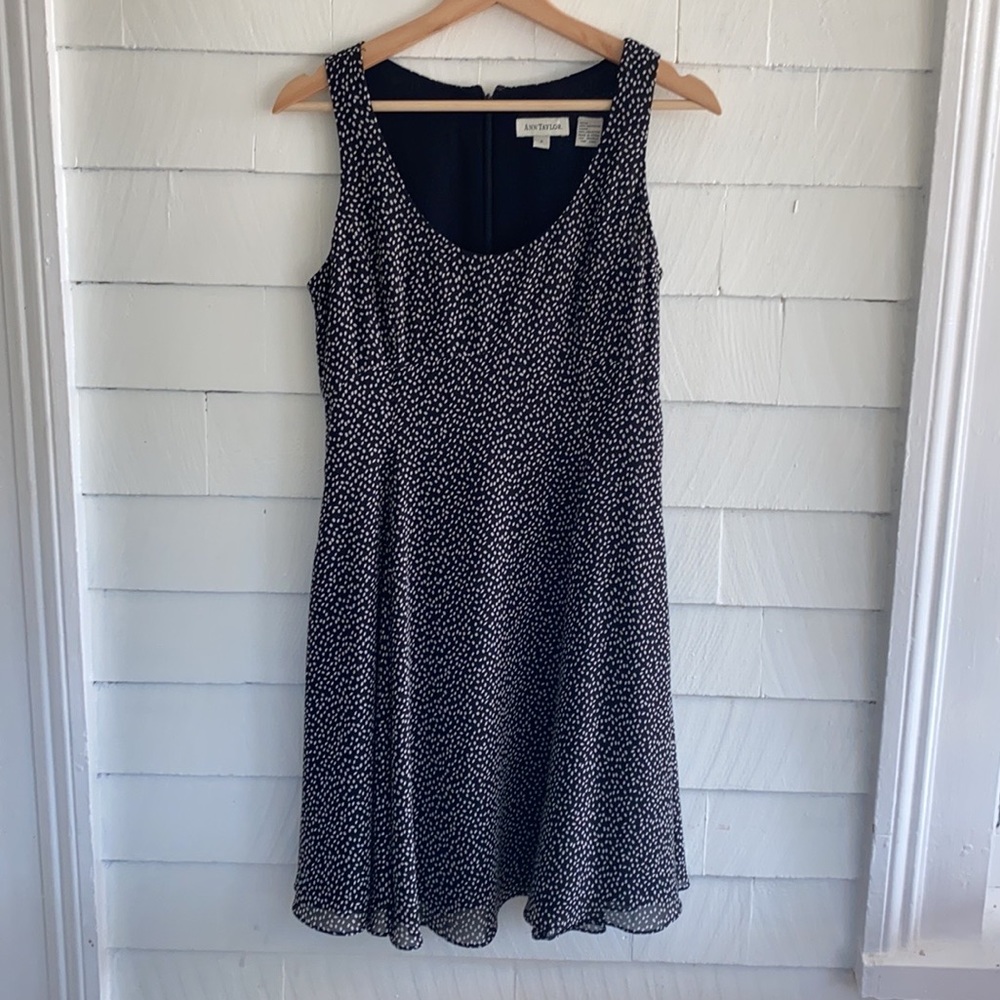 Anne Taylor black polka dotted dress size 6
